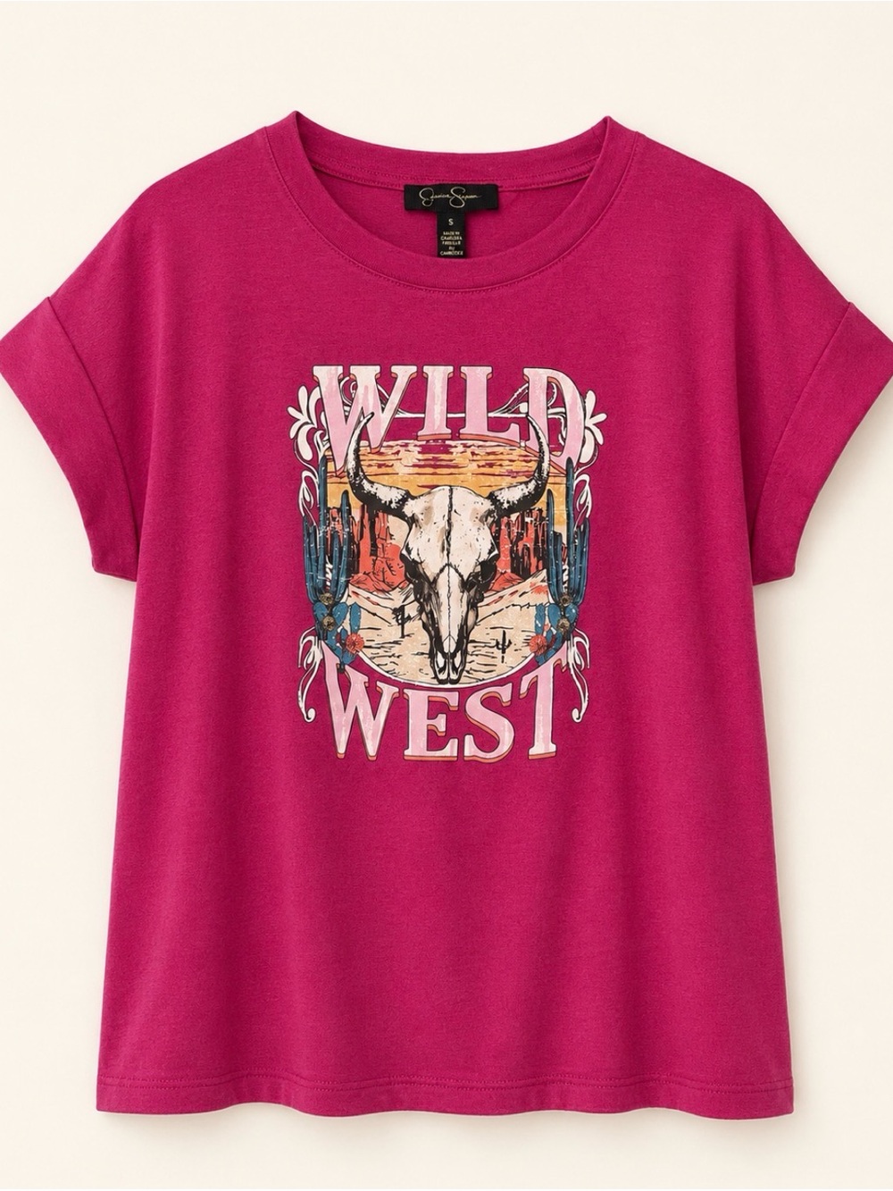 Jessica Simpson Wild West Graphic Tee Pink Size Small